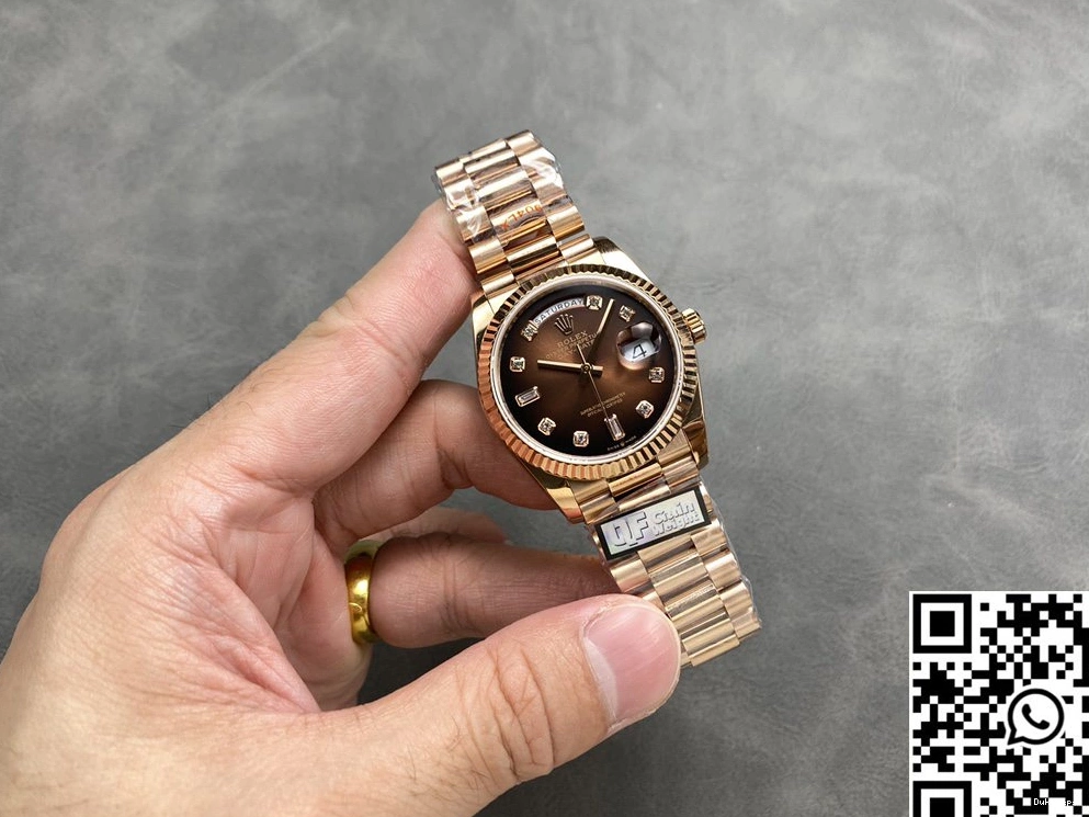 36mm QF Tungsten Steel Rolex M128235-0037 Date v5 Day Chocalate Dial Factory 0728